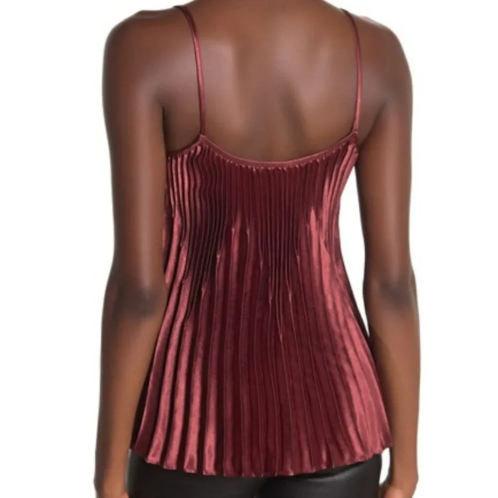 VINCE Chevron Pleated Satin Tank Top M NWT $265 Retail Sleeveless Luxury‎ Blouse